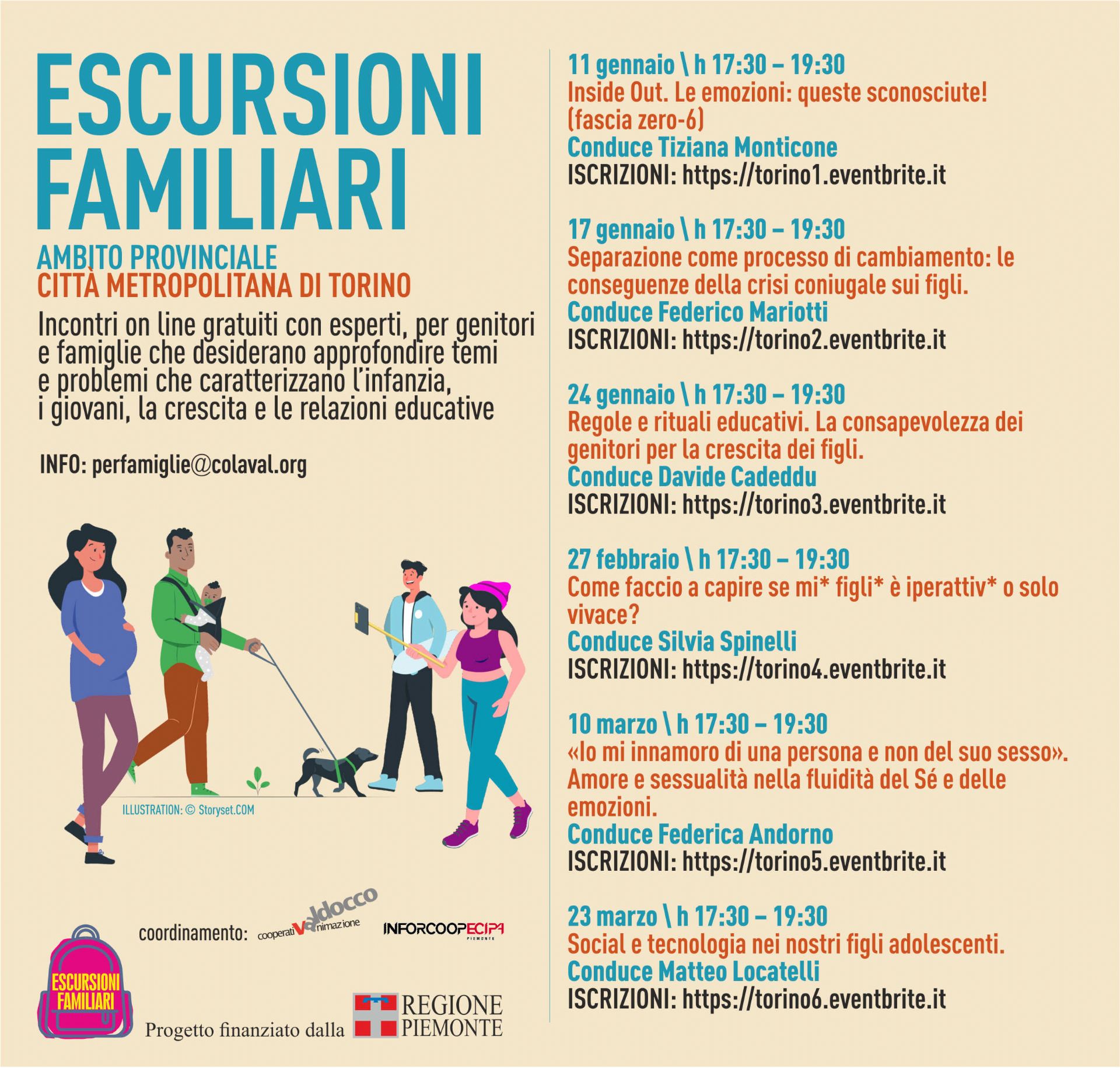 Escursioni familiari - Incontri formativi/informativi online gratuiti -  Con.I.S.A.