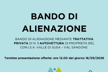 Bando di alienazione mediante trattativa privata di n. 1 autovettura di proprietà del Con.I.S.A. Valle di Susa | Val Sangone