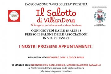 Il salotto di Villardora: ogni giovedì dalle 15 alle 18 - gli appuntamenti di maggio