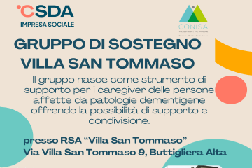 Giovedì 25 giugno: Gruppo di sostegno presso RSA Villa San Tommaso - Buttigliera Alta