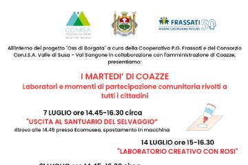 I martedì di Coazze: laboratori e momenti di partecipazione aperti a tutti i cittadini
